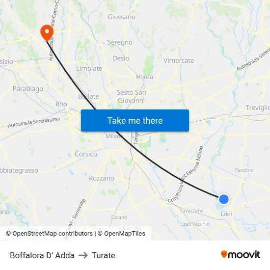 Boffalora D'Adda to Turate map