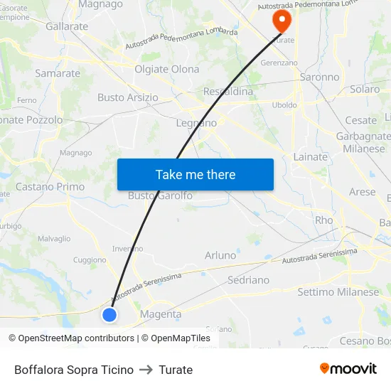 Boffalora Sopra Ticino to Turate map