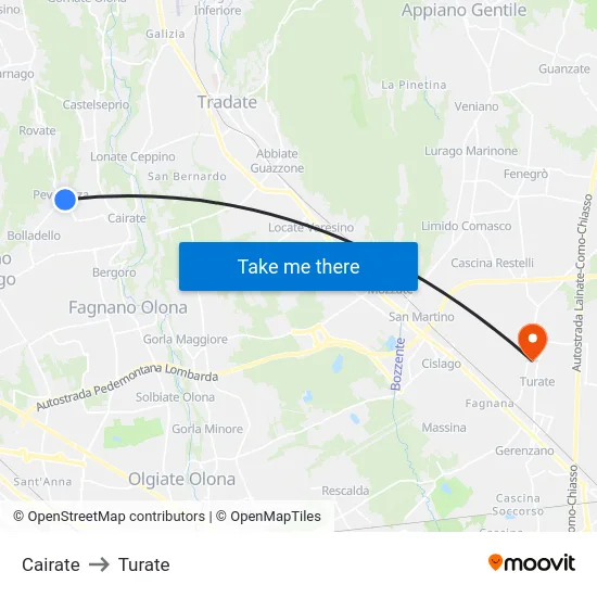 Cairate to Turate map