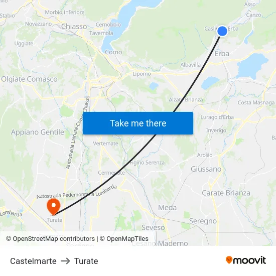 Castelmarte to Turate map