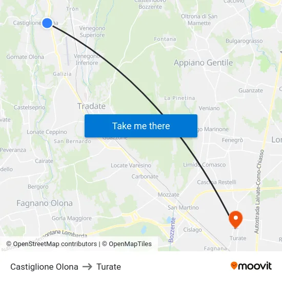 Castiglione Olona to Turate map