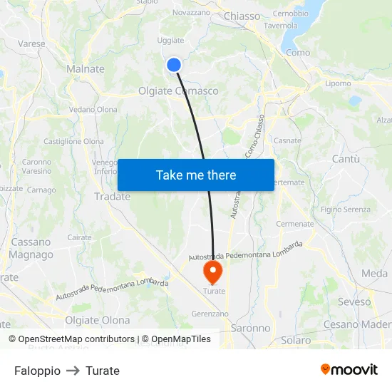 Faloppio to Turate map