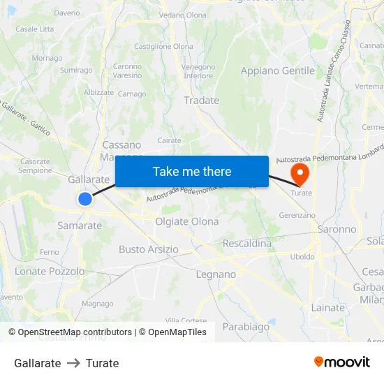 Gallarate to Turate map