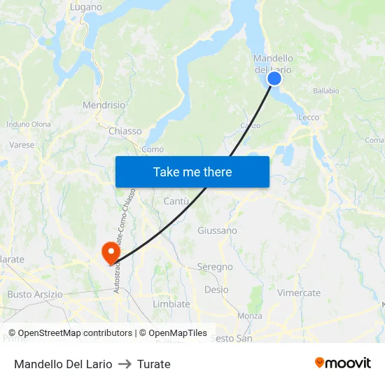 Mandello Del Lario to Turate map