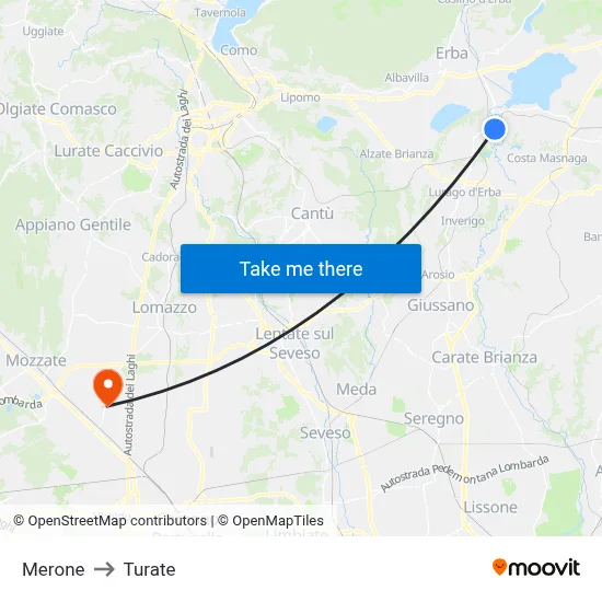 Merone to Turate map