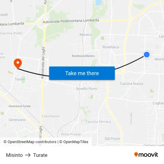 Misinto to Turate map
