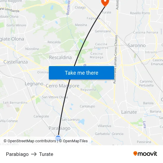 Parabiago to Turate map