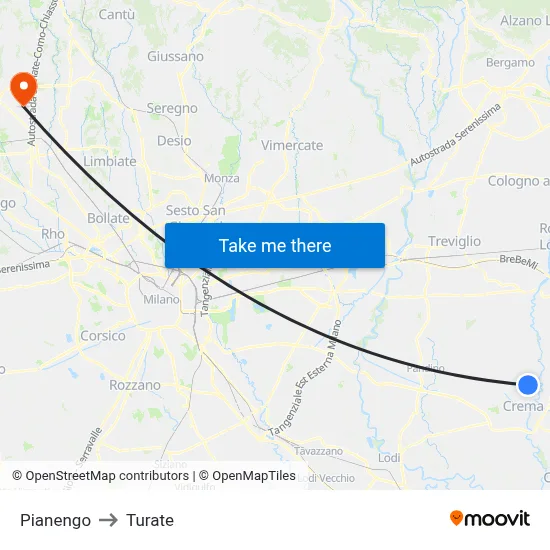 Pianengo to Turate map