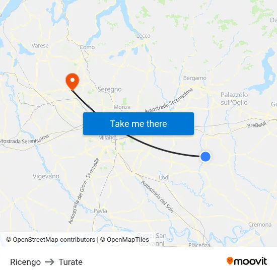 Ricengo to Turate map