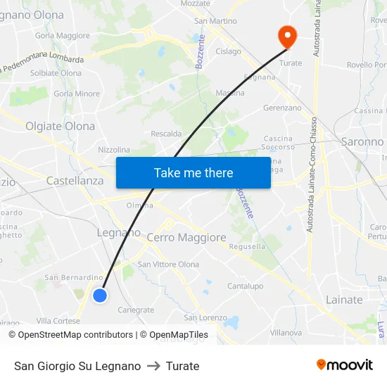 San Giorgio Su Legnano to Turate map