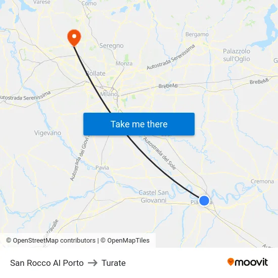 San Rocco Al Porto to Turate map