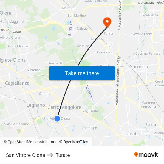 San Vittore Olona to Turate map