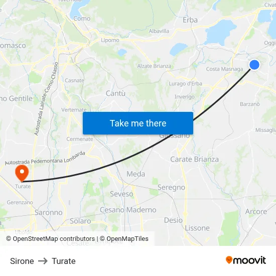 Sirone to Turate map