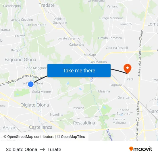 Solbiate Olona to Turate map