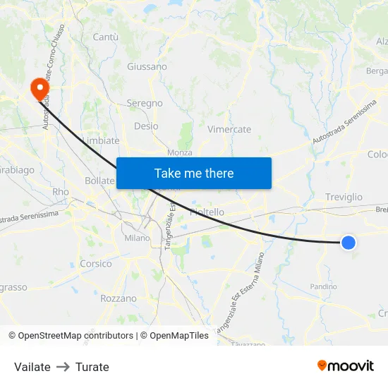 Vailate to Turate map