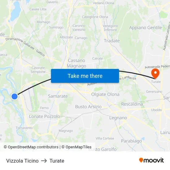Vizzola Ticino to Turate map