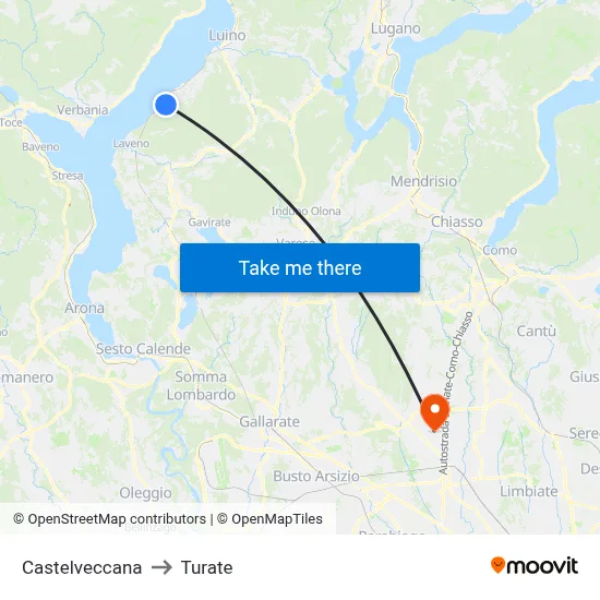 Castelveccana to Turate map