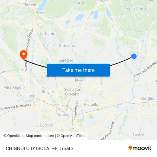 CHIGNOLO D' ISOLA to Turate map