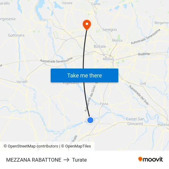 Mezzana Rabattone to Turate map