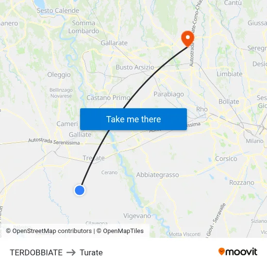 Terdobbiate to Turate map