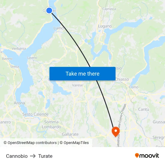 Cannobio to Turate map