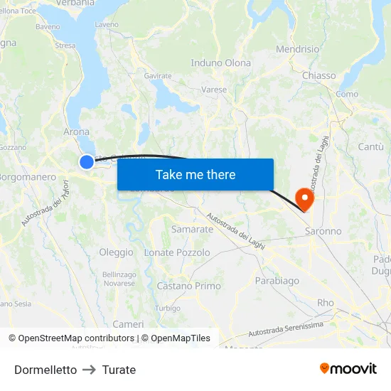Dormelletto to Turate map