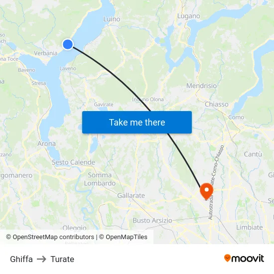 Ghiffa to Turate map