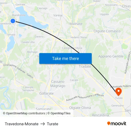 Travedona-Monate to Turate map
