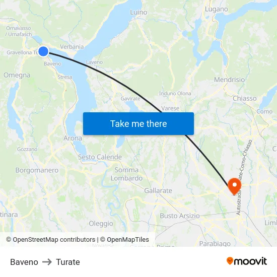 Baveno to Turate map