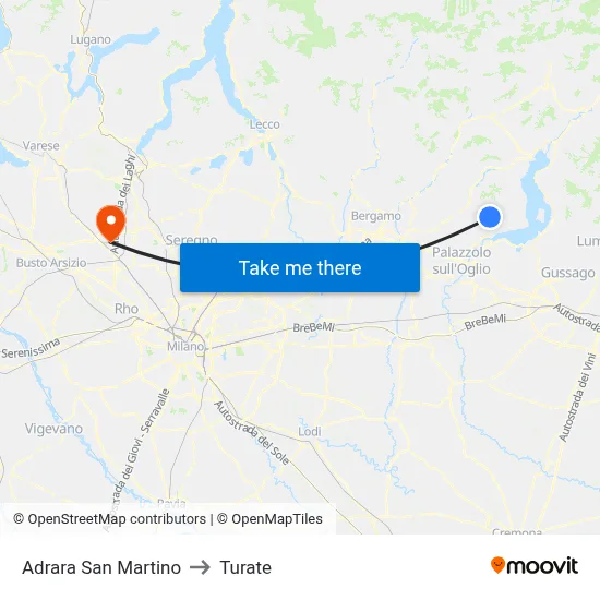 Adrara San Martino to Turate map