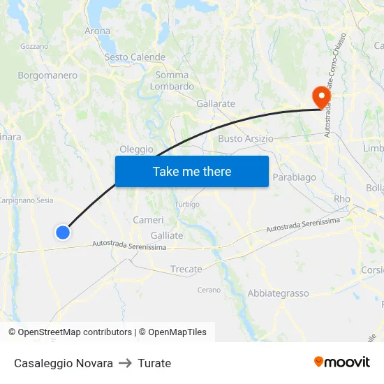Casaleggio Novara to Turate map