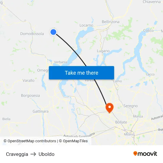 Craveggia to Uboldo map