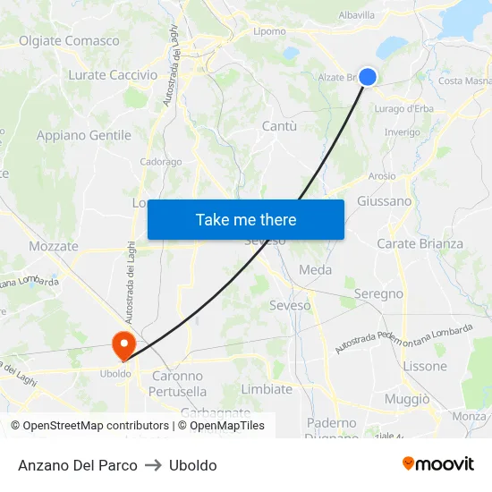 Anzano Del Parco to Uboldo map