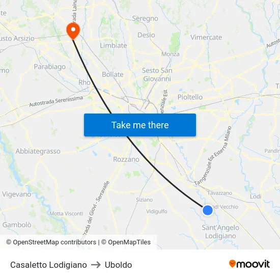 Casaletto Lodigiano to Uboldo map