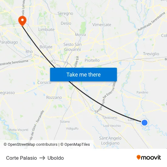 Corte Palasio to Uboldo map