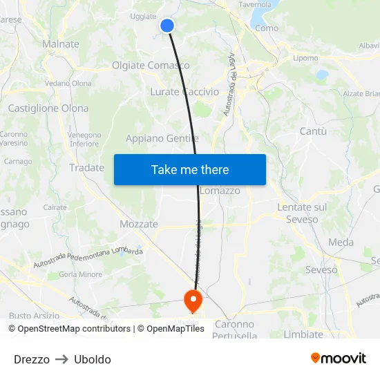 Drezzo to Uboldo map