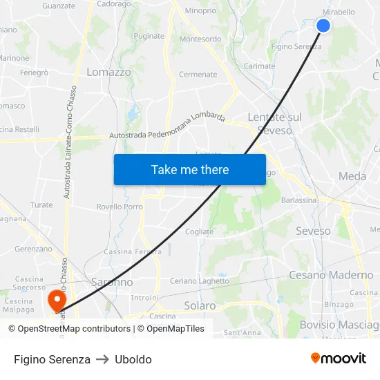 Figino Serenza to Uboldo map
