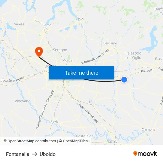 Fontanella to Uboldo map