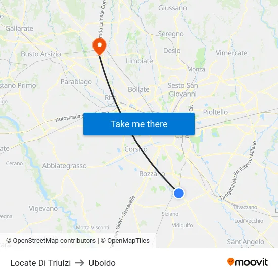 Locate di Triulzi to Uboldo map