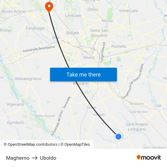 Magherno to Uboldo map