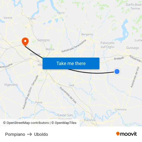 Pompiano to Uboldo map