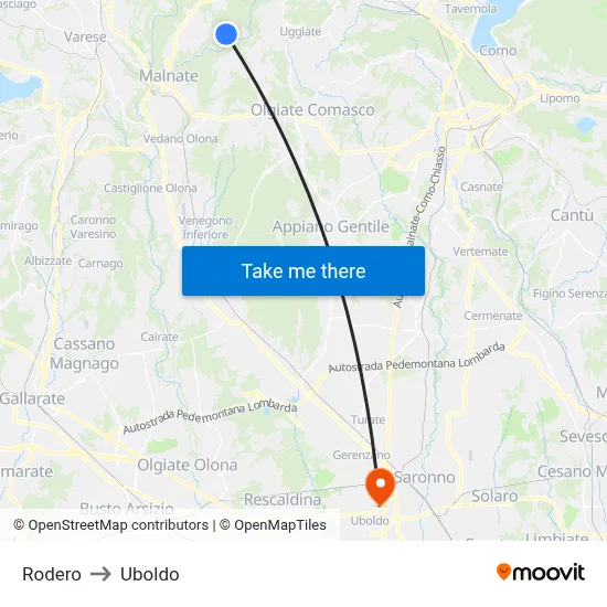 Rodero to Uboldo map