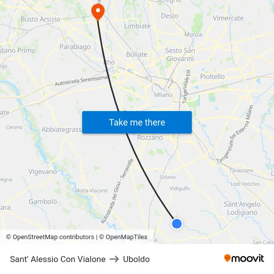 Sant'Alessio con Vialone to Uboldo map