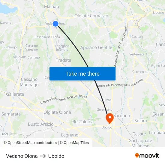 Vedano Olona to Uboldo map