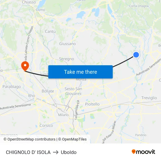 CHIGNOLO D' ISOLA to Uboldo map