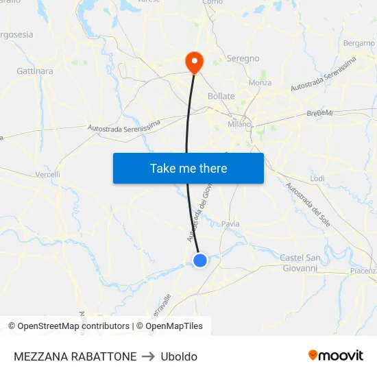Mezzana Rabattone to Uboldo map
