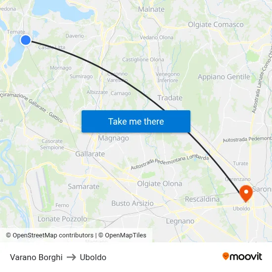 Varano Borghi to Uboldo map