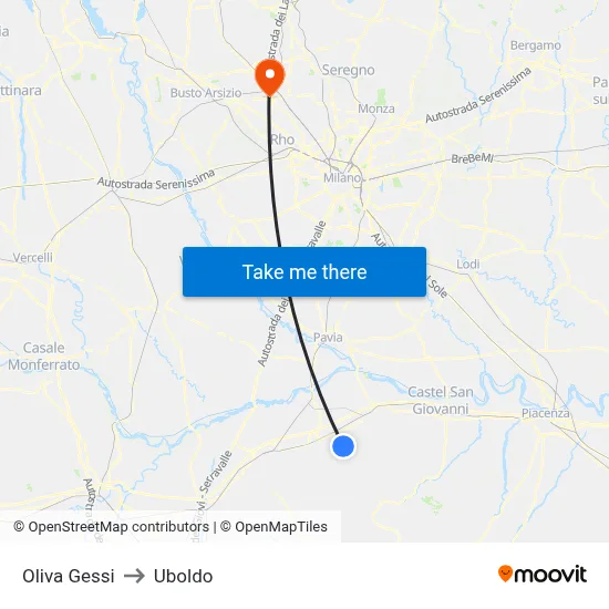 Oliva Gessi to Uboldo map