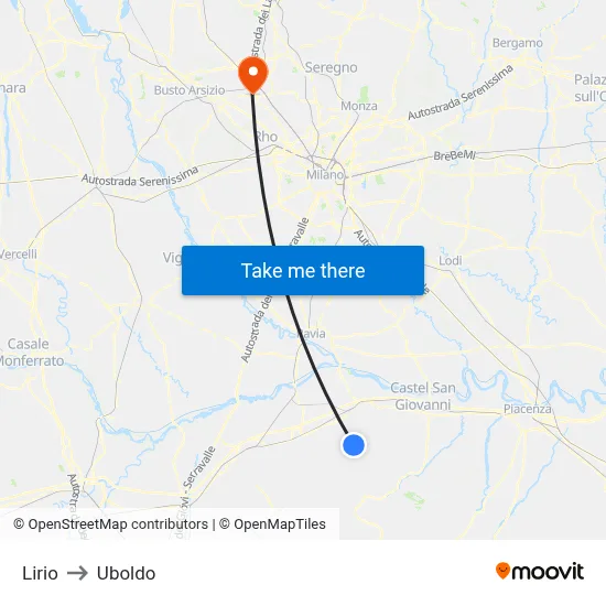 Lirio to Uboldo map