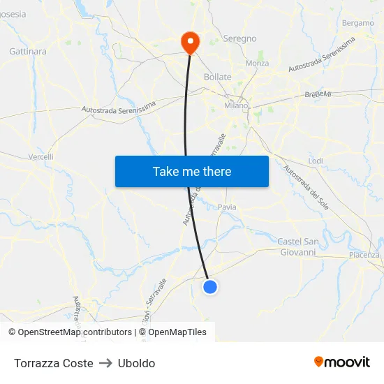 Torrazza Coste to Uboldo map